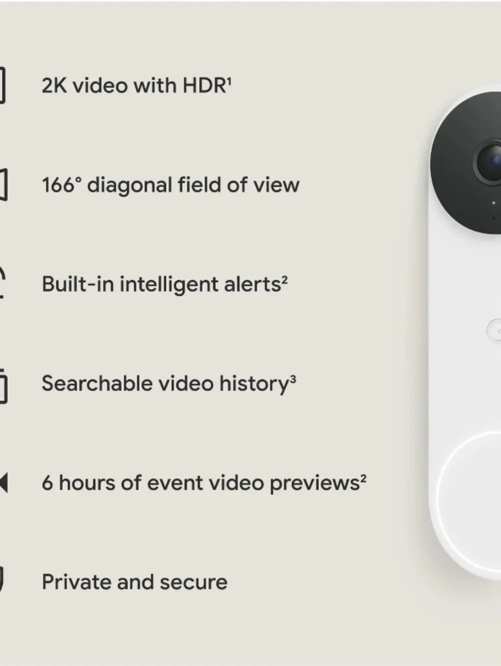 google smart video doorbell — white and black